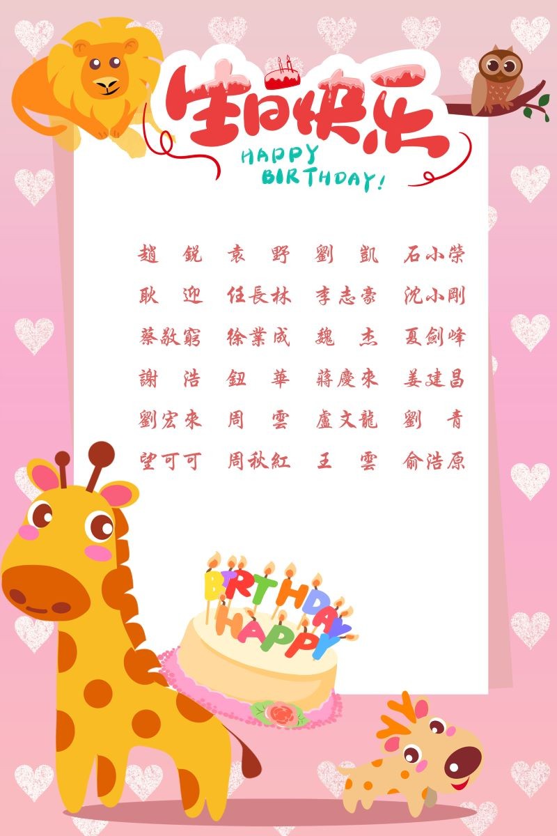 【生日祝福】恭祝08月生日的員工生日快樂！